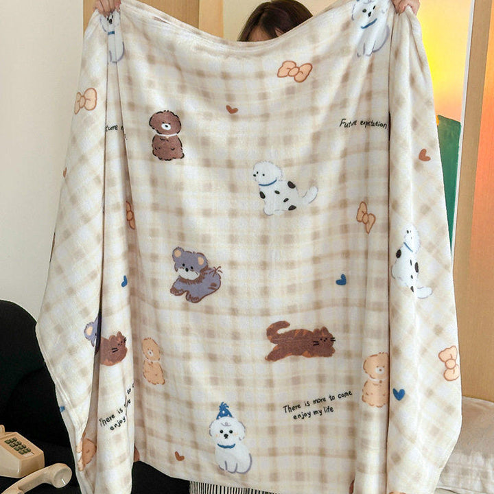 Cat-Themed Cozy Fleece Throw Blanket