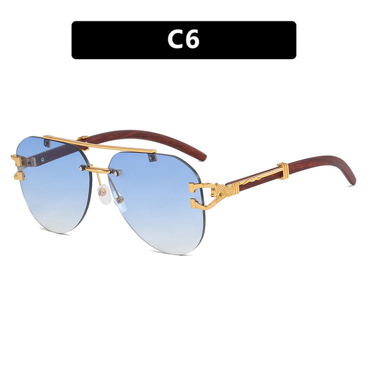 Ladies fashionable pilot sunglasses with luxurious metal accents and wood details Bowlift