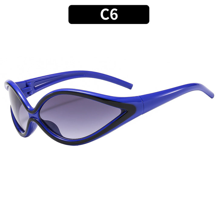 Futuristic Cat-Eye Sunglasses with Stylish Winged Frames