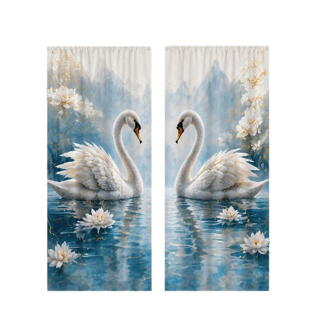 Ornate Bird Patterned Window Curtain