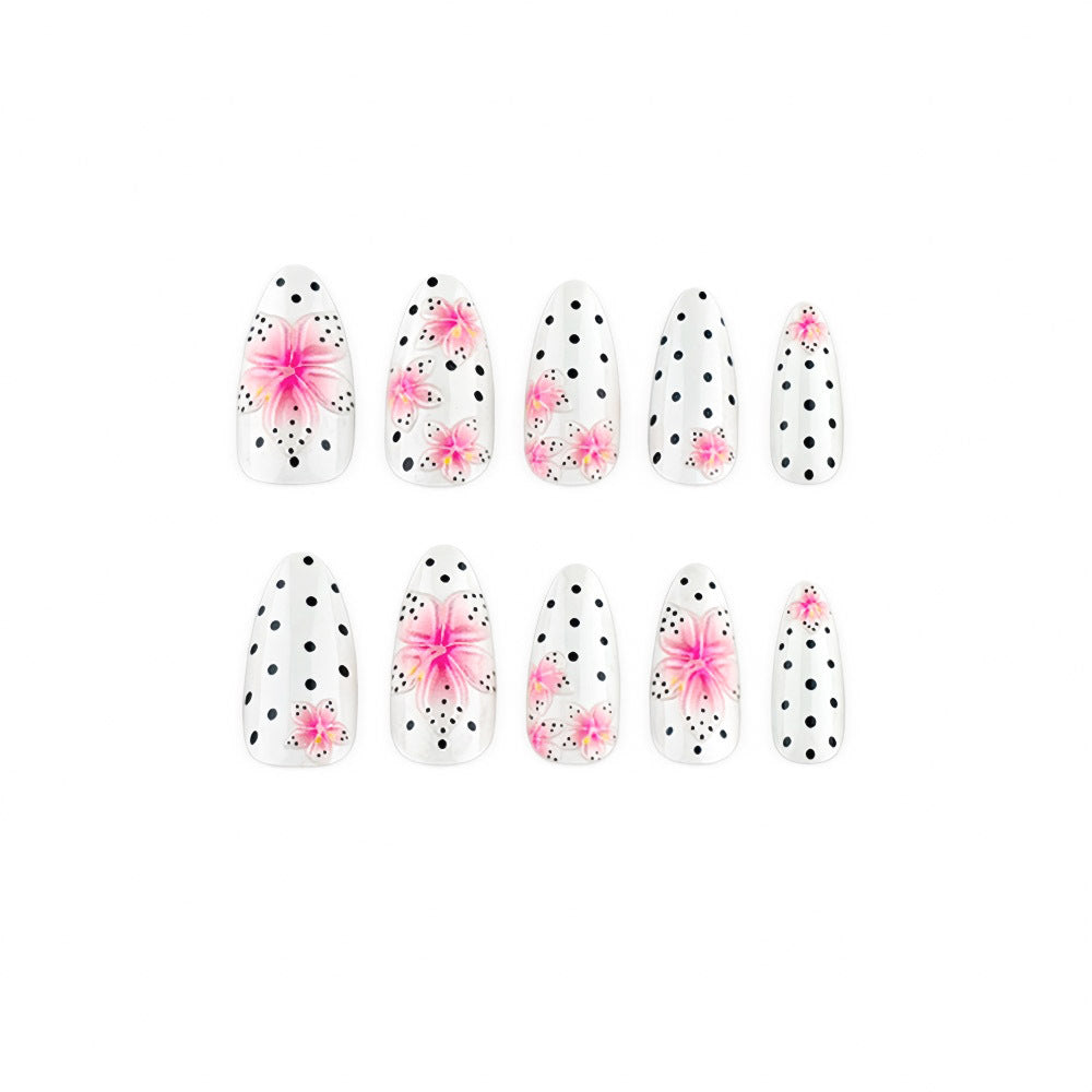 Premium Artificial Nails with 3D Flower Design Bowlift