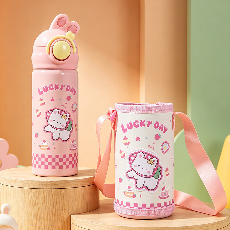 Women's insulated bottle with practical carrying device and playful design Bowlift