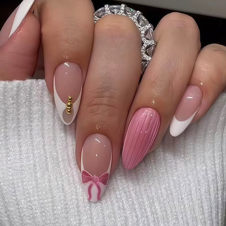 Decorative Bow and Pearl Nail Art Extensions Bowlift