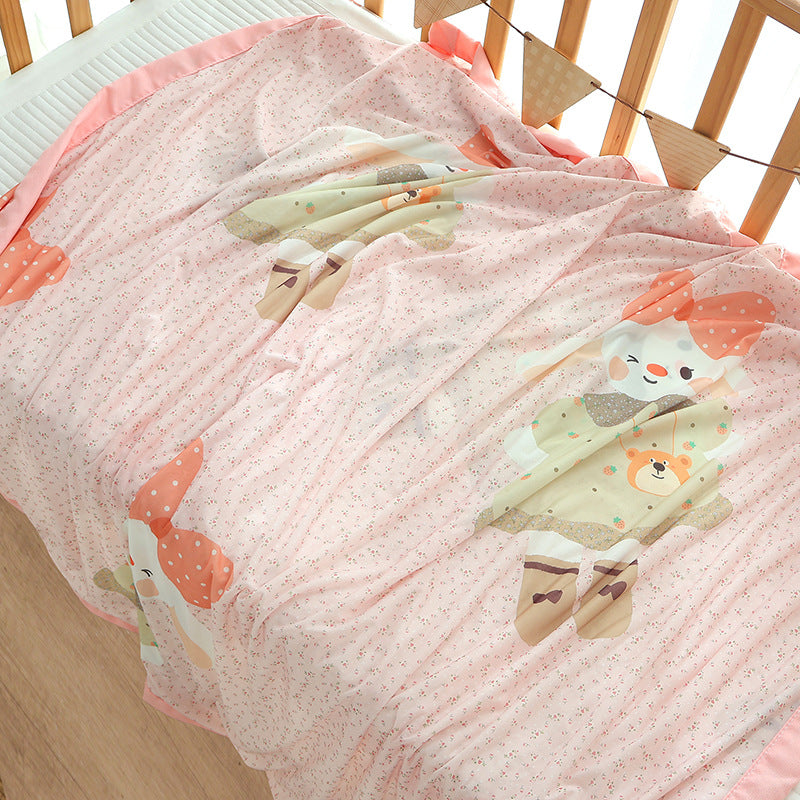 Unisex Nan cozy baby blanket made of cotton muslin with breathable filling and satin edge Bowlift