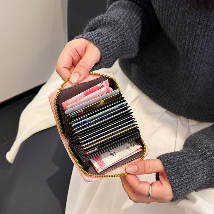 Playful Cat-Themed Compact Zip Wallet