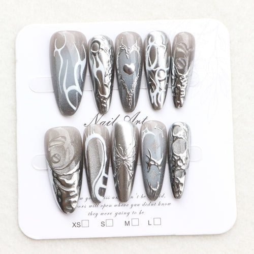 Artistic Abstract Press-On Nail Set Bowlift