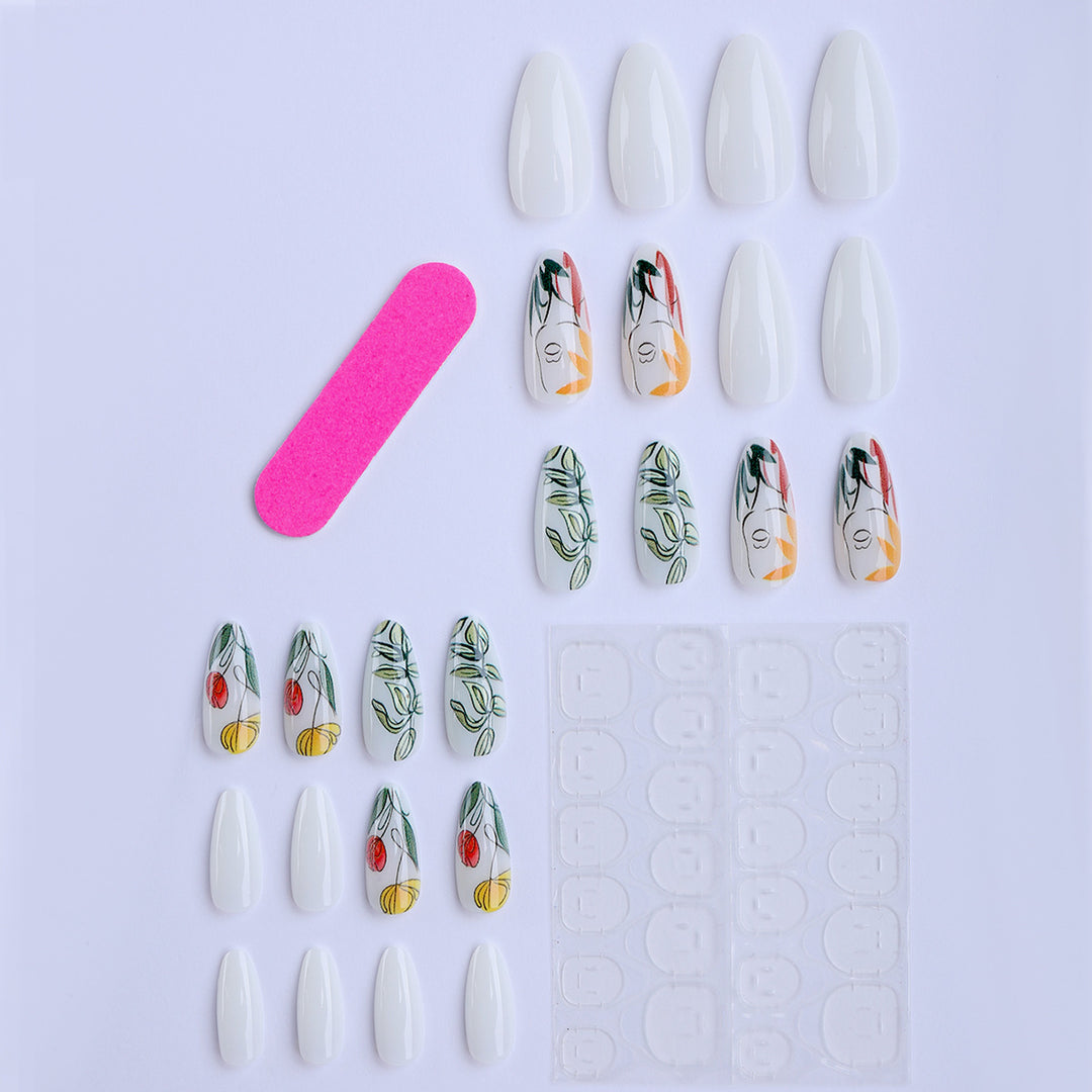 Artificial nails with floral patterns Bowlift