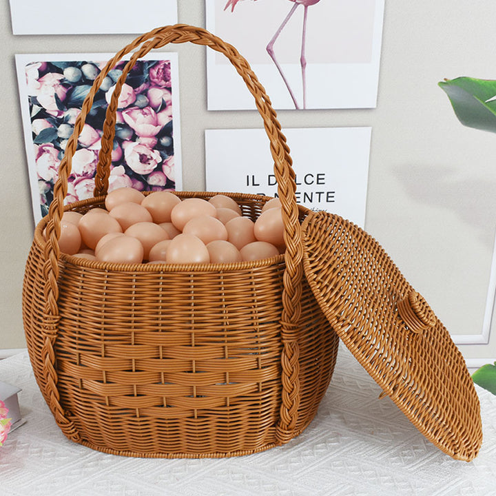 Handcrafted Wicker Storage Basket Bowlift