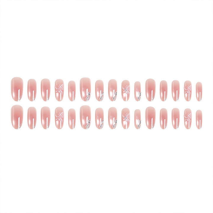 Acrylic nail set with elegant ombre design and sparkling accents Bowlift
