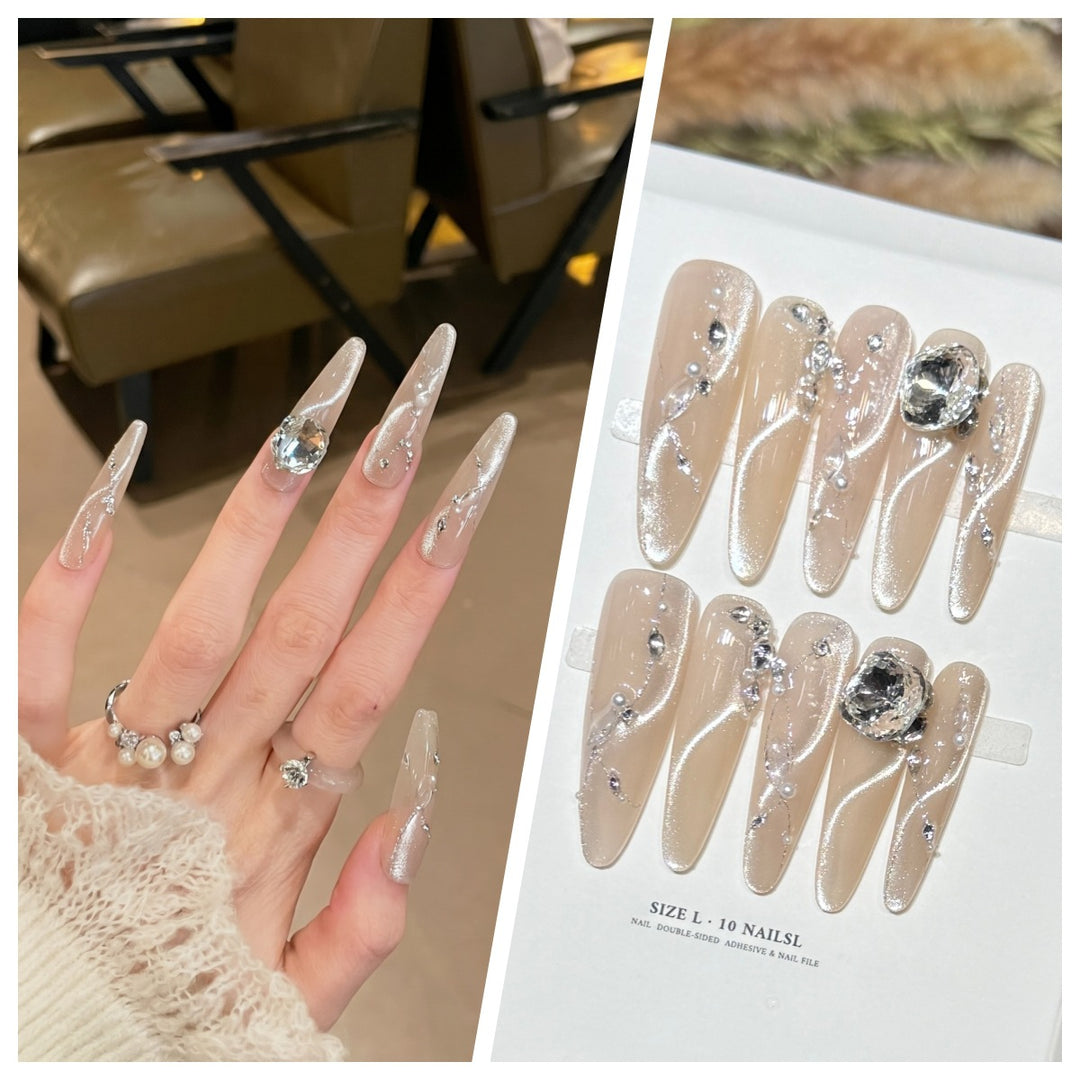 Artistic Stiletto Press-On Nail Set with Charming Patterns Bowlift