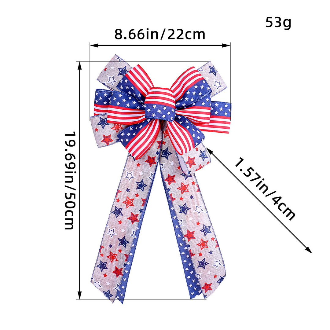 Unisex nan large bow with star pattern and long ribbons for wreath and vehicle decoration Bowlift