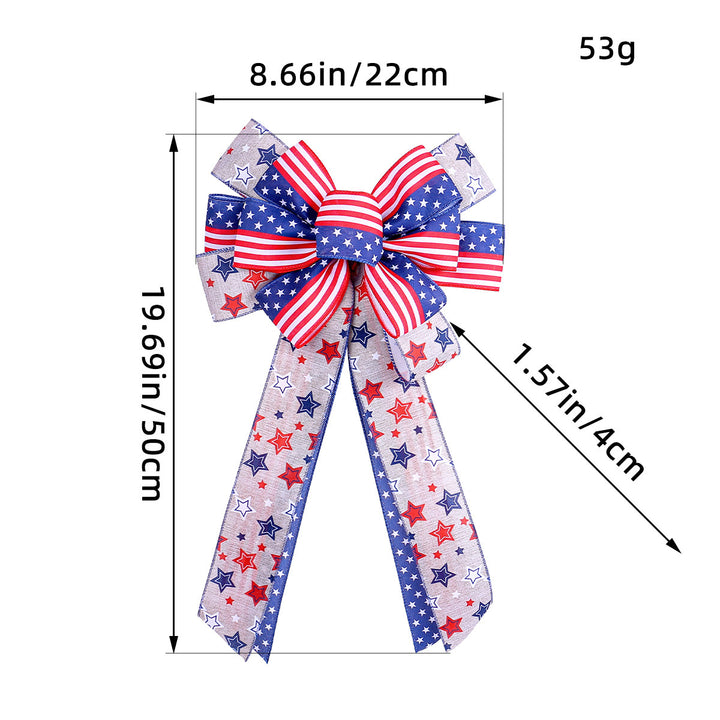 Unisex nan large bow with star pattern and long ribbons for wreath and vehicle decoration Bowlift