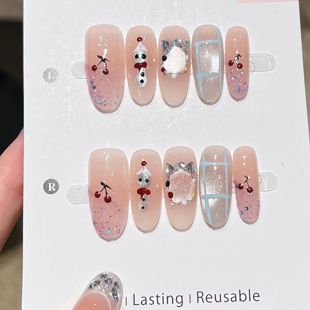 Artistic Press-On Nail Set Bowlift