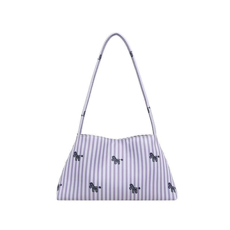WoChic Embroidered Striped Shoulder Bag Bowlift