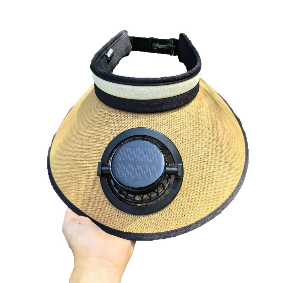 Sun protection visor with solar powered fan Bowlift