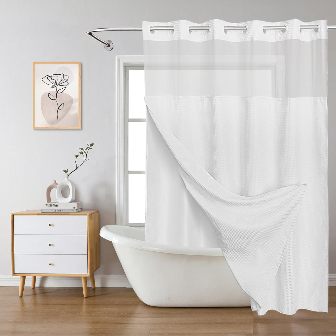 Textured Layered Shower Curtain Bowlift