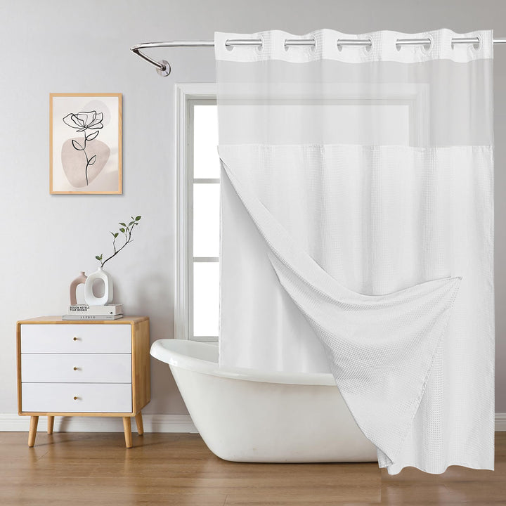 Textured Layered Shower Curtain Bowlift