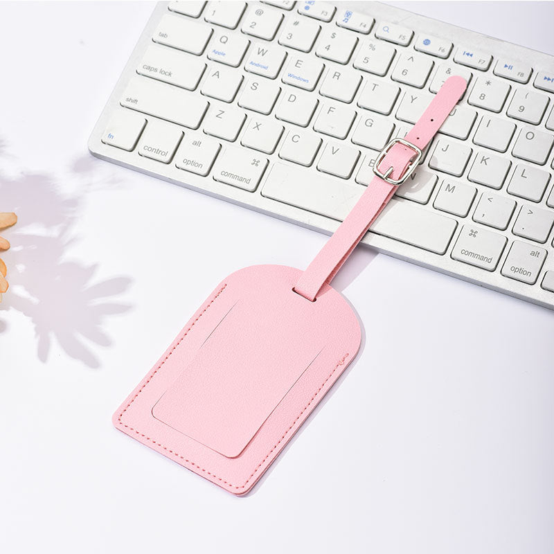 Minimalist Leather Luggage ID Tag with Adjustable Buckle Strap and Card Slot Bowlift