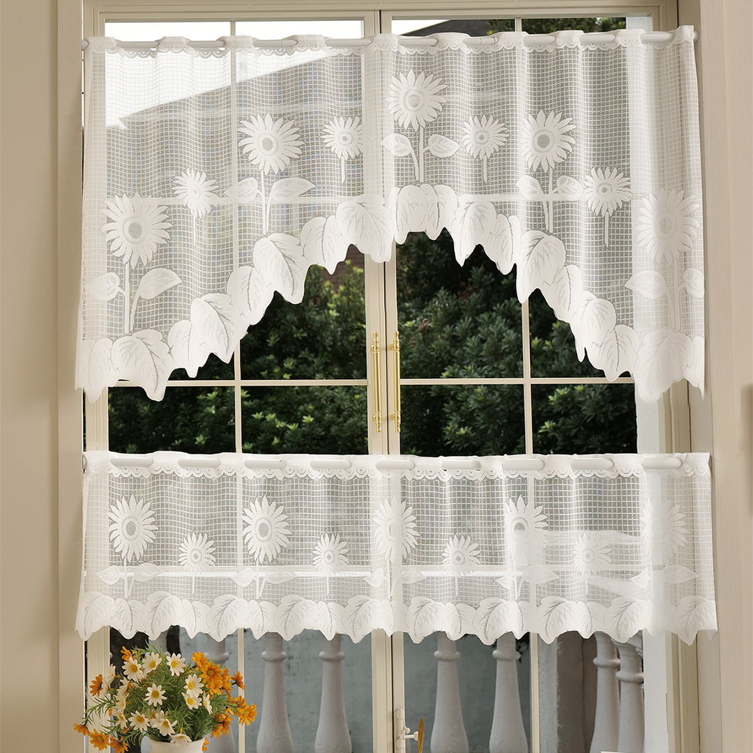 Elegant Floral Lace Window Curtain Set