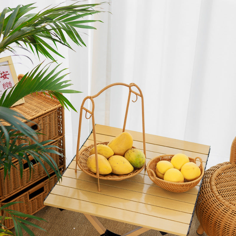 Two-Tiered Woven Fruit Display Stand Bowlift
