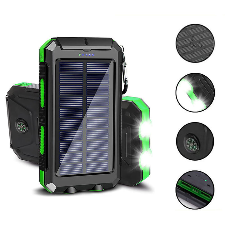 Solar-powered power bank with LED lighting and integrated compass Bowlift