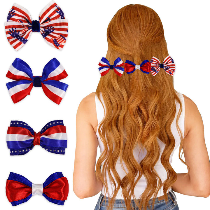 Ladies small pleated hair bow made of grosgrain ribbon with medium knot and mini alligator clip Bowlift