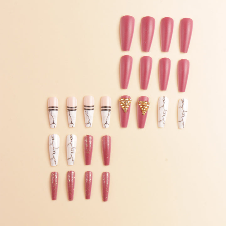 Elegant Marble Press-On Nail Art Set Bowlift