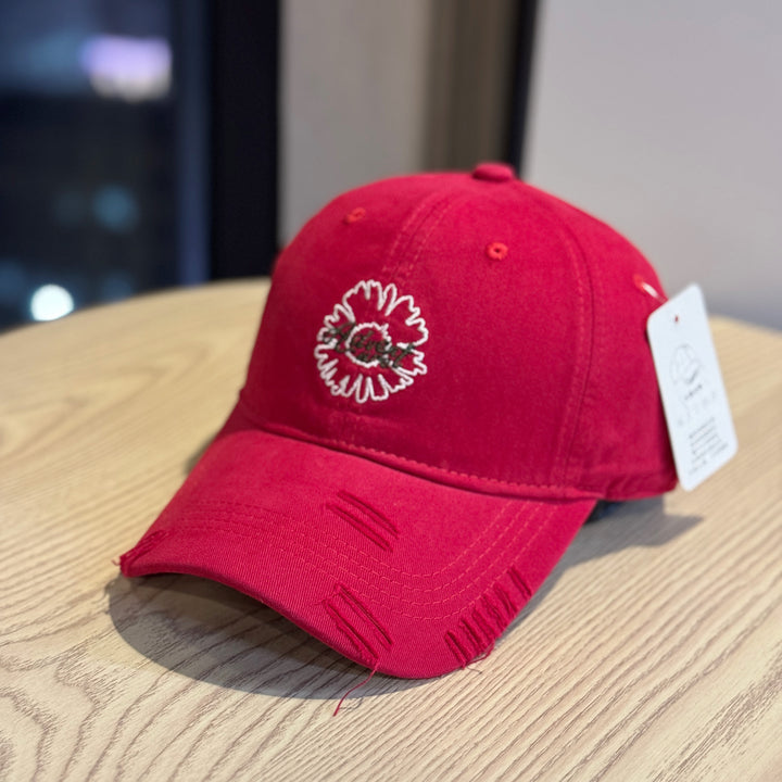 Unisex Embroidered Flower Design Baseball Cap Bowlift