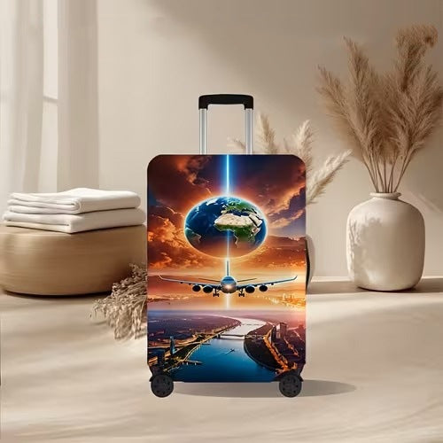 Unisex nan elastic suitcase cover with volcanic lava marble design, stretch protective cover for trolley Bowlift