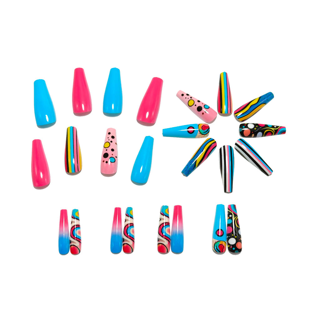 Artificial nails with Colorful Geometric Patterns Bowlift