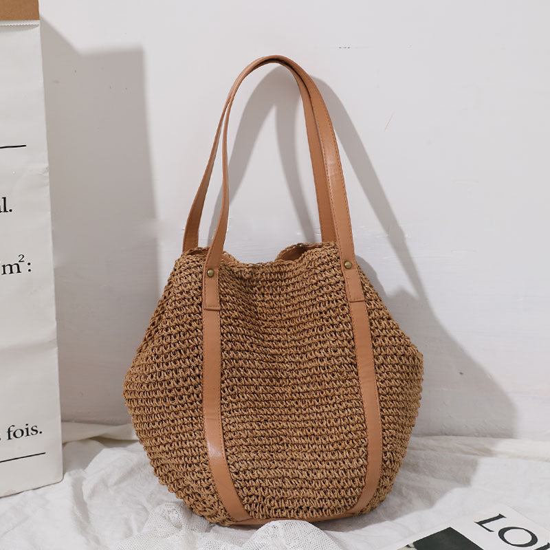 Large Braided Tote Bag with Adjustable Straps Bowlift