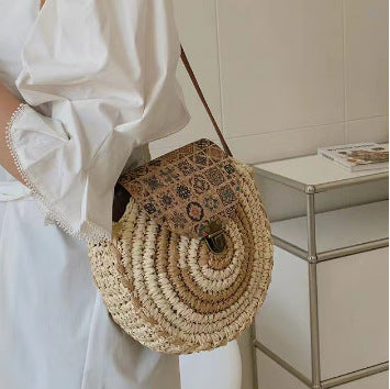 Round Bast Bag with Adjustable Leather Strap Bowlift