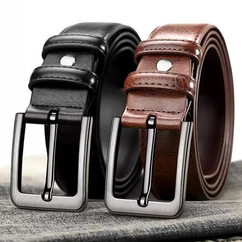 Classic full-grain leather dress belt with brushed metal pin buckle Bowlift