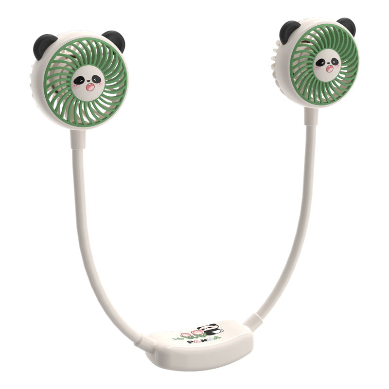 Women Portable Anime Fan with Dual Panda Design Bowlift