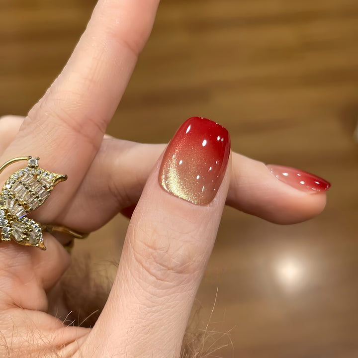 Artificial nails with festive gradient color and elegant decorations Bowlift