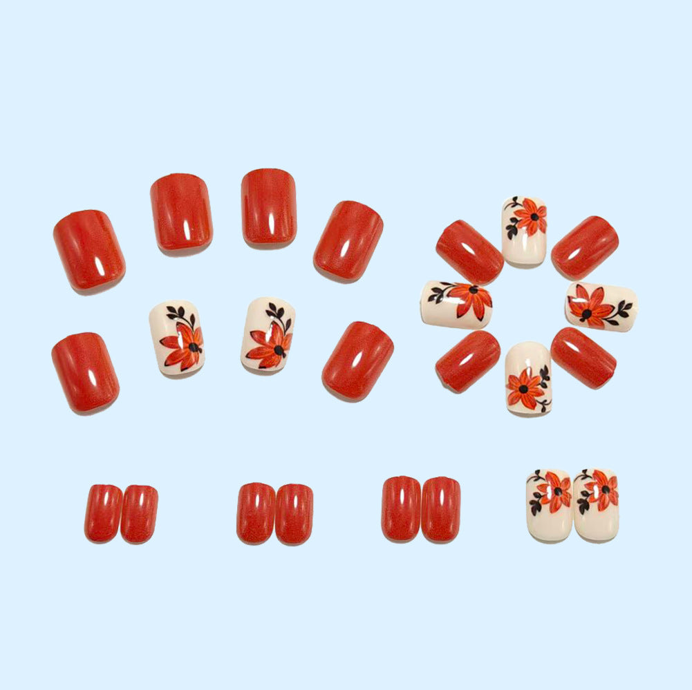 Artificial nails with floral autumn motifs Bowlift
