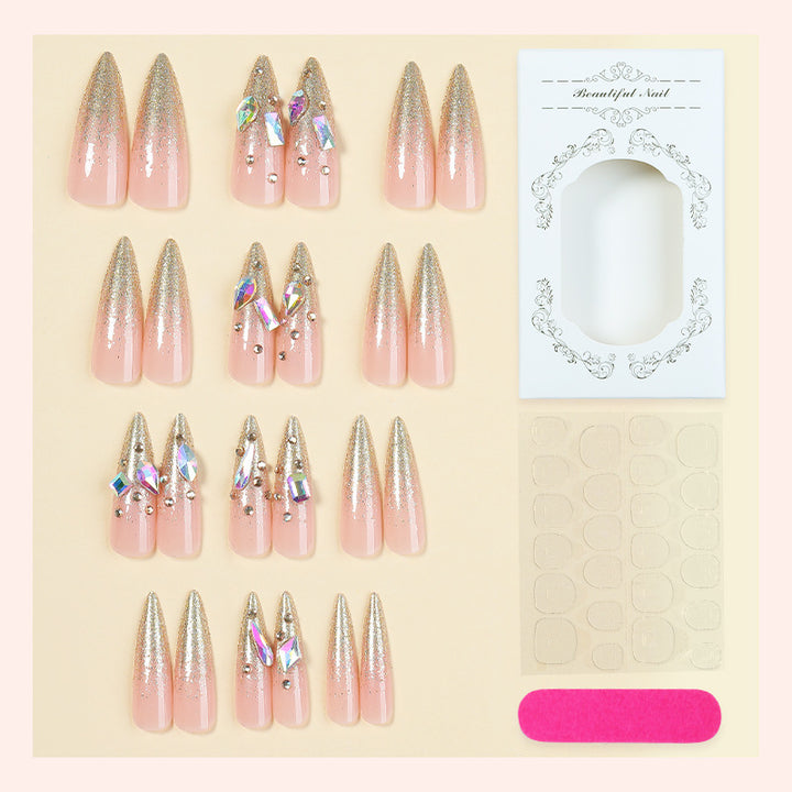 Acrylic nail set with high-quality glitter and rhinestone embellishments Bowlift