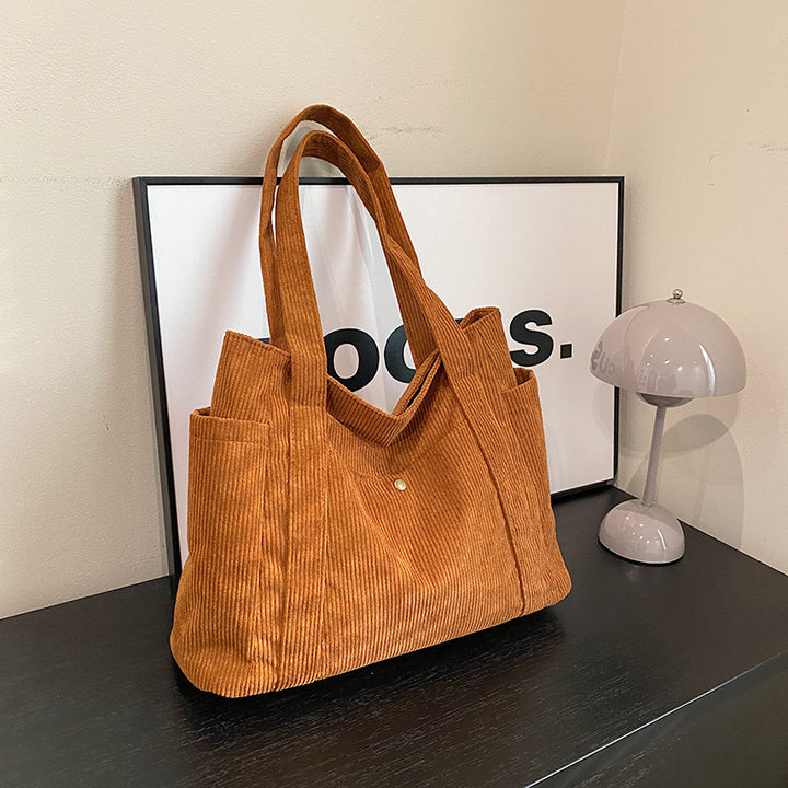 Textured Corduroy Tote Bag