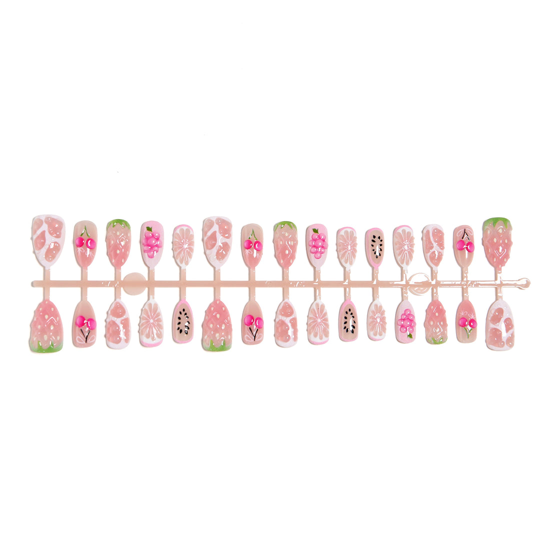 Art nail set with fruity patterns and glamorous accents Bowlift