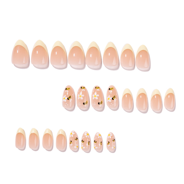 Artful Nail Art with Bee and Flower Design Bowlift