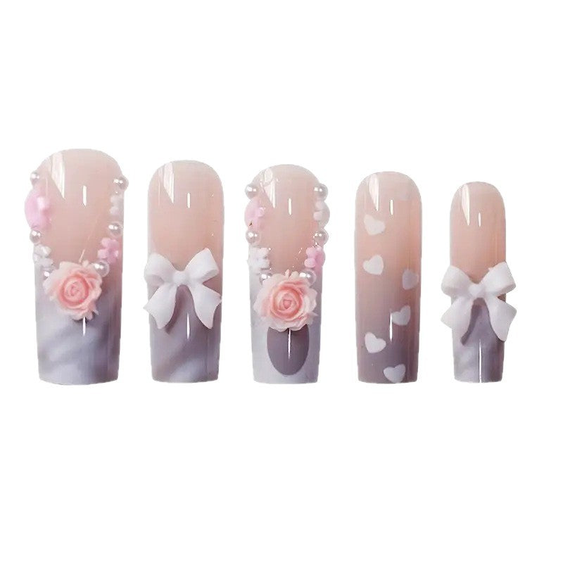 Decorative Long Sculpted Nail Art Extensions Bowlift