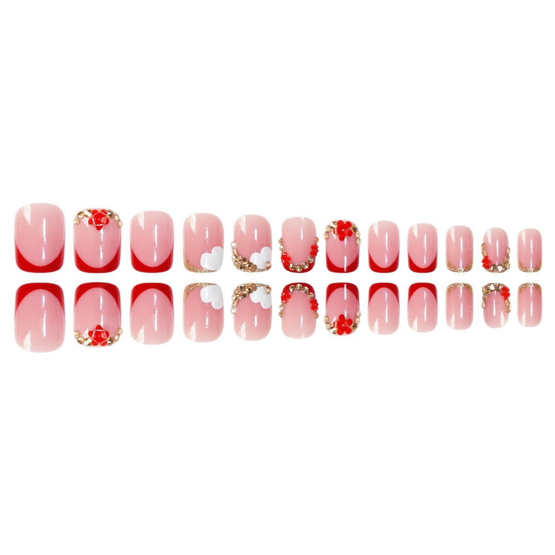 Floral-Accent Press-On Nail Art Bowlift