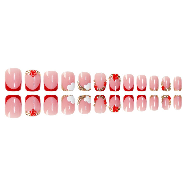 Floral-Accent Press-On Nail Art Bowlift
