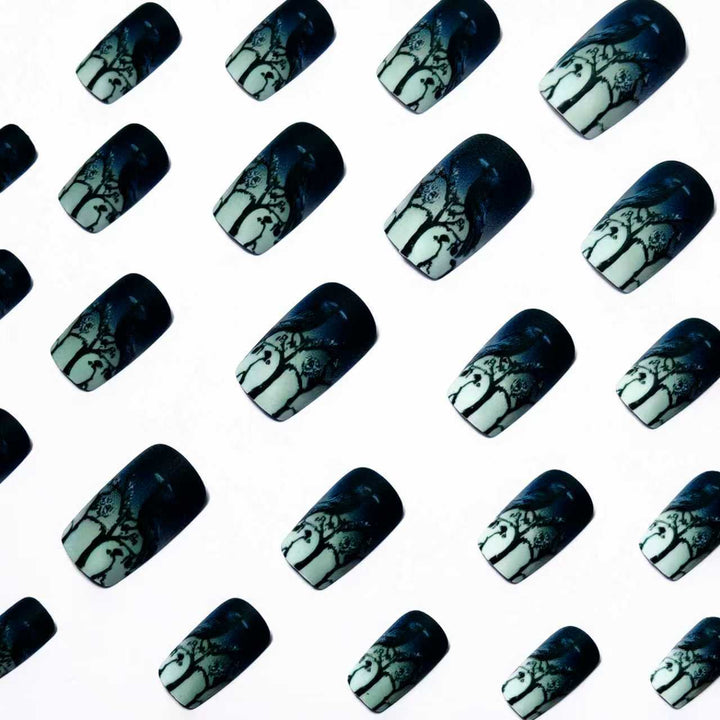 Artistic Raven-Themed Nail Art Bowlift