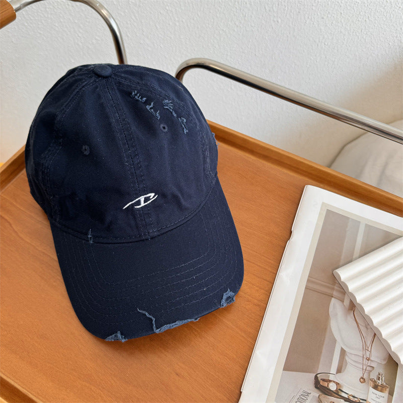 Men's Distressed Cotton Baseball Cap Bowlift