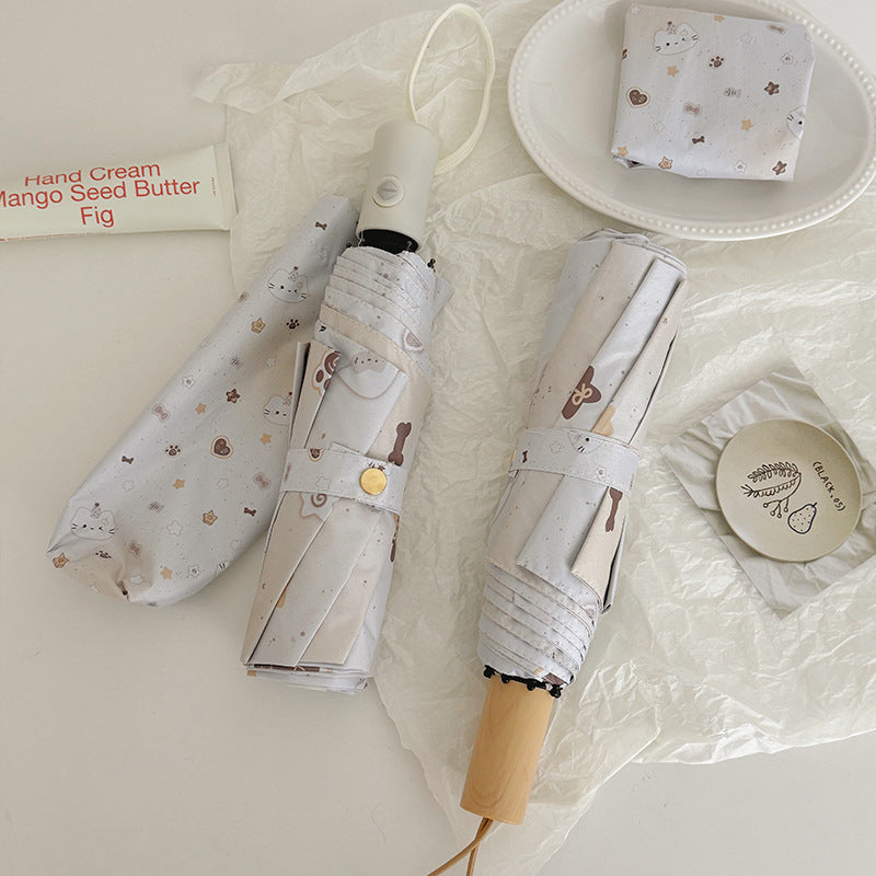 Women's Compact Umbrella with Charming Animal Design Bowlift