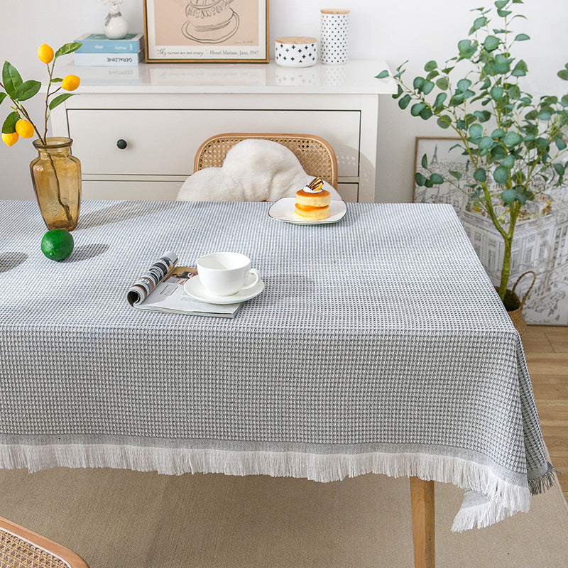 BowLift | Waffle Modern Tablecloth, Knitted Fabric Lace Coffee Cloth, Round Tablecloth, Rectangular Tablecloth