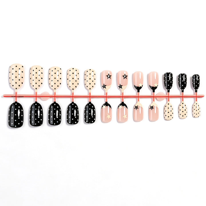 Chic Polka Dot and Star Press-On Nail Set Bowlift