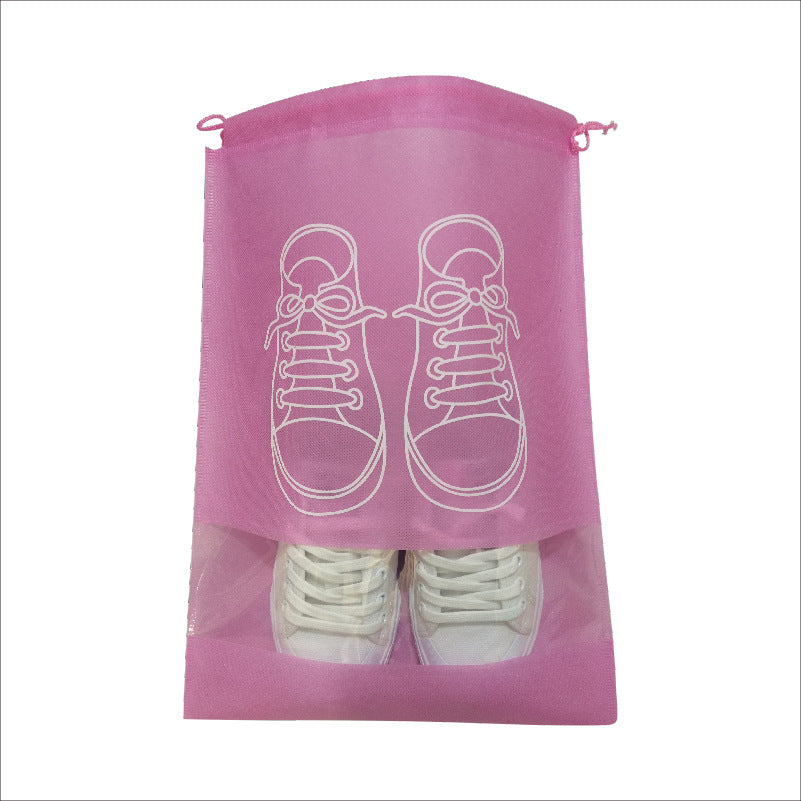 Unisex Travel Shoe Storage Bag with Transparent Window Drawstring Closure and Breathable Non-Woven Mesh Organizer Bowlift