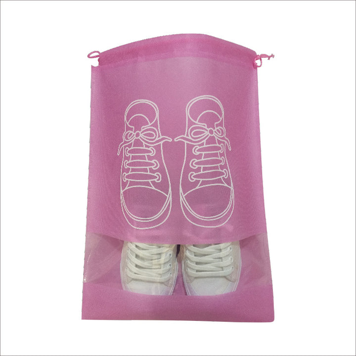 Unisex Travel Shoe Storage Bag with Transparent Window Drawstring Closure and Breathable Non-Woven Mesh Organizer Bowlift